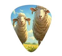 Lot de 12 médiators pour guitare Mother Sheep and Little Sheep in the Meadow - 4 pièces de 3 tailles - Convient pour une large gamme d'instruments à cordes