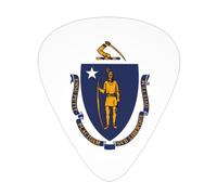 Lot de 12 médiators résistants à l'usure avec drapeau de l'État du Massachusetts, fins, moyens, lourds, adaptés pour guitare, basse, guitare électrique, ukulélé,