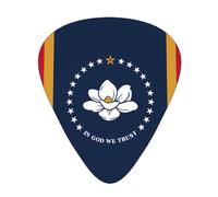 Lot de 12 médiators résistants à l'usure avec drapeau de l'État du Mississippi, fins, moyens, lourds, adaptés pour guitare, basse, guitare électrique, ukulélé,