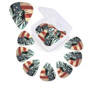 Lot de 12 médiators Statue Liberty Drapeau américain avec boîte de rangement, 3 épaisseurs différentes en celluloïd, médiators abstraits, médiators pour guitare électrique, ukulélé, basse