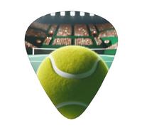Lot de 12 médiators Tennis-Ball-On-The-Court avec 3 épaisseurs et boîte de rangement, médiators en ABS pour joueurs de basse électrique