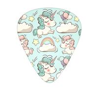 Lot de 12 médiators triangulaires classiques en forme de licorne - Avec boîte de rangement - Pour guitare basse, électrique, acoustique, ukulélé - Avec boîte de rangement