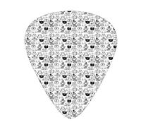 Lot de 12 médiators universels en ABS avec visages de chat, visages de chat avec écharpe, chapeaux hipster, couronne, art de la nature enfantine, pour guitare acoustique et électrique, noir et blanc