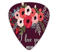 Lot de 12 médiators universels en ABS, bouquet de coquelicots printaniers et style écrit à la main, je t'aime maman pour guitare acoustique et électrique