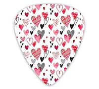 Lot de 12 médiators universels en ABS, cœurs de griffonnage avec différents designs, inspirations romantiques pour l'art pour guitare acoustique et électrique