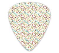 Lot de 12 médiators universels en ABS, gribouillis romantiques colorés, figurines de cœur, papillons, design enfantin abstrait pour guitare acoustique et électrique