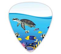Lot de 12 médiators universels en ABS, illustration de tortues anémones de mer, poissons rouges, tuba, paysage marin tropical, dessin animé pour guitare acoustique et électrique