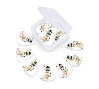 Lot de 12 médiators universels en ABS, illustration d'un moulin à vent et d'une récolte de balles de foin, pour guitare acoustique et électrique, marron pâle, jaune terre