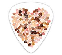 Lot de 12 médiators universels en ABS, image en forme de cœur remplie d'empreintes de mains colorées, paumes ouvertes pour l'unité et l'empathie pour guitare acoustique et électrique
