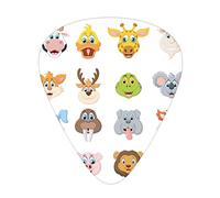 Lot de 12 médiators universels en ABS, motif bande dessinée de composition de visages d'animaux souriants, visages Koala Fox Pi Cature Art, pour guitare acoustique et électrique, multicolore