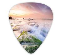 Lot de 12 médiators universels en ABS, paysage de Malaisie, merveilles naturelles, photo de fontaines, ruisseau de roches moussues avec ciel ombré pour guitare acoustique et électrique