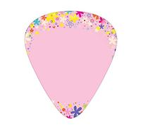 Lot de 12 médiators universels en ABS pour fête d'enfants, motif d'anniversaire pour filles avec fleurs de style sur fond rose, pour guitare acoustique et électrique, rose multicolore