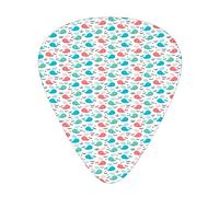 Lot de 12 médiators universels en ABS pour guitare acoustique et électrique - Baleines colorées avec visages souriants - Mammifères de l'océan