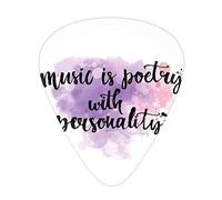 Lot de 12 médiators universels en ABS pour guitare acoustique et électrique, nuage coloré avec musique est une poésie avec slogan de personnalité, corail lavande et noir