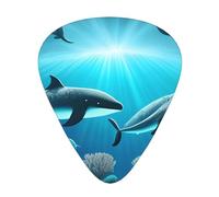 Lot de 12 médiators Whales under the sea à motifs, convient pour guitare basse et électrique, idéal pour les débutants