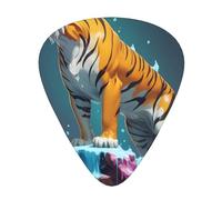Lot de 12 médiators WZYWHJ Dali's Melting Tiger Prints confortables au toucher clair Épaisseur modérée Convient pour guitare et guitare électrique