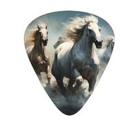 Lot de 12 médiators WZYWHJ Horses running wild in the river Picture Comfortable feel clear tone medium thickness suitable for guitar and electric guitar