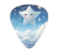 Lot de 12 médiators WZYWHJ Little Stars in the White Clouds Impression confortable ton clair Épaisseur modérée Convient pour guitare et guitare électrique
