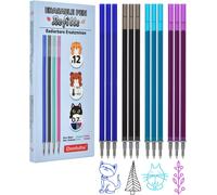 Lot De 12 Mines De Rechange, 3 Bleues, 3 Noires, 3 Turquoises, 3 Violettes, Hauteur : 13 Cm, Compatible Avec Legami Et Autres Marques Qui Utilisent Des Mines Standard De 13 Cm, Pointe Du Stylo