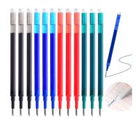 Lot de 12 mines de rechange améliorées 0,7 mm - Compatible avec Pilot FriXion (Noir, Bleu, Rouge, Vert) - Effaçables - Longueur d'écriture : 400 m - Mine interchangeable