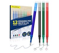 Lot de 12 mines de rechange effaçables 0,7 mm compatibles avec Pilot FriXion Ball, Clicker & Eberhard Faber, mine de rechange pour stylo gel effaçable, longueur d'écriture: 400 m, bleu, noir