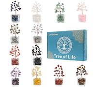 Lot de 12 mini-arbres de cristal, cristaux naturels fabriqués à la main, arbre de vie à 7 chakras pour le Feng Shui, l'énergie positif, cadeau pour les femmes, décoration de la maison et du bureau.