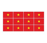Lot de 12 mini autocollants lisses - 50 x 31 mm - Autocollants - Vietnam - Drapeau - Bannière - Standard pour voiture, bureau, maison et école