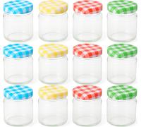 lot de 12 mini-bocaux avec couvercle à carreaux - 50 ml - Ø 5×H 7 cm - Bocaux à provisions, à conserves & à cadeaux