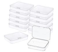 Lot de 12 mini boîtes de rangement rectangulaires en plastique transparent avec couvercle, 8,9 x 6,1 cm pour la collecte de petits articles, perles, pièces de jeu, cartes de visite, accessoires