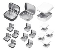 Lot de 12 mini boîtes rectangulaires en fer - métal avec couvercle pour bonbons, médicaments, aliments - porte-objets portables