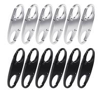 Lot de 12 mini boucles de réglage en métal antivol, boucles métalliques interchangeables, adaptées aux bagages, sacs à dos, porte-monnaie (noir, argent)