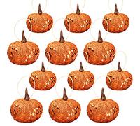 Lot de 12 mini boules de Noël pailletées en mousse à suspendre en forme de citrouille pour Halloween