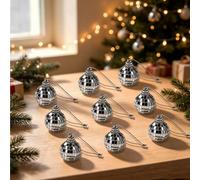 Lot de 12 mini boules disco argentées 3 cm / 1.18in | Mini boules miroir argentées pour décoration de fête, arbre de Noël, mariage, anniversaire