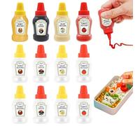 Lot de 12 mini bouteilles de ketchup, 3 x 7,6 cm, vides, mini bouteilles à condiments compressibles, récipients en plastique pour vinaigrette avec couvercle hermétique pour sauce soja, miel, vinaigret