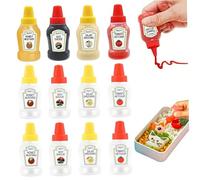 Lot de 12 mini bouteilles de ketchup vides de 3,1 x 7,6 cm, mini bouteilles à presser pour condiments, récipients en plastique pour vinaigrette avec couvercle hermétique pour sauce soja, miel, vinaigr