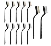 Lot de 12 Mini Brosses Métalliques en Acier Inoxydable, Brosse de Nettoyage avec Manche Plastique 13 cm pour Enlever Rouille, Scories de Soudage, Saleté