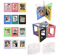 Lot de 12 mini cadres photo magnétiques de 7" - Avec 10 autocollants - Cadres photo magnétiques - Multicolore - 6,5 x 9 cm - Compatible avec Polaroid et Fuji Instax Mini 11/9/8/40