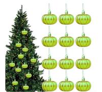 Lot de 12 mini citrouilles décoratives à suspendre pour l'automne, Thanksgiving, la récolte, la maison, l'arbre, les fêtes (vert)
