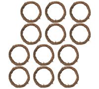 Lot de 12 Mini Couronnes en Rotin 10cm pour Décoration | Légères et Faciles à Suspendre, Teinte Café, Style Rustique, pour Appartements, Printemps et Noël