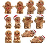 Lot de 12 Mini décorations en résine en Forme de Bonhomme en Pain d'épices, décorations de Noël en Pain d'épices, Fournitures de Cadeaux, Cadeaux de fête, Accessoires de Village de Noël