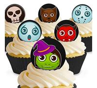 Lot de 12 mini-disques assortis Halloween Comestibles PRÉ-DÉCOUPÉS par Cakeshop