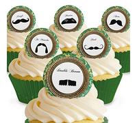 Lot de 12 mini-disques assortis Moustaches Comestibles PRÉ-DÉCOUPÉS par Cakeshop