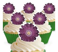 Lot de 12 mini-disques Marguerites Violettes Comestibles PRÉ-DÉCOUPÉS par Cakeshop