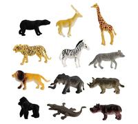 Lot de 12 mini figurines d'animaux de la ferme, safari, animaux sauvages, figurines réalistes en PVC, jouets miniatures, jouets éducatifs, jeux de rôle et décoration (animaux sauvages)
