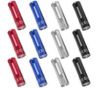 Lot de 12 mini lampes de poche LED en aluminium pour enfants avec 9 LED, petite lampe de poche avec cordon, pour le camping, la randonnée, l'escalade, les anniversaires d'enfants