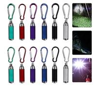 Lot de 12 mini lampes de poche LED : mini lampe de poche pour enfants avec trousseau de clés en aluminium coloré petite lampe de poche pour enfants étanche, pour le camping, la randonnée, les petits