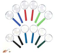 Lot de 12 Mini loupes pour Enfants - Ensemble de loupes d’Observation colorées pour Fille et garçon, Jouet Scientifique et éducatif à Main pour Classe ou extérieur