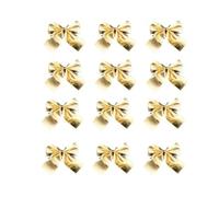 Lot de 12 mini nœuds décoratifs de Noël dorés, rouges et argentés, for sapin de Noël, à faire soi-même, for la maison(12PCS Gold)