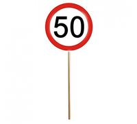 Lot de 12 mini panneaux de signalisation pour décoration de 50ème anniversaire - Sur baguette