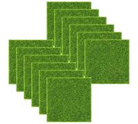 Lot de 12 mini pelouses artificielles - 15 x 15 cm - Avec herbe haute de 3 mm - Pour jardin miniature, modélisme, bac à sable et projets de bricolage - Grand lot avec 12 mini pelouses artificielles